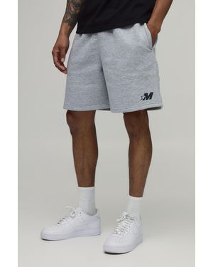 BoohooMAN Baggy Fit M Star Jersey Short - Grey