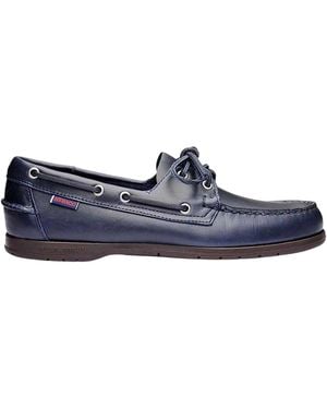 Sebago Endeavour Waxed Leather Boat Shoes /Gum) - Blue