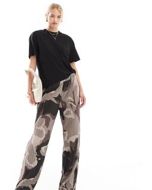 Vero Moda Plisse Wide Leg Trousers - Black
