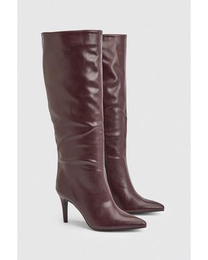 Wallis Binky Faux Leather Stiletto Heel High Leg Boots - Brown