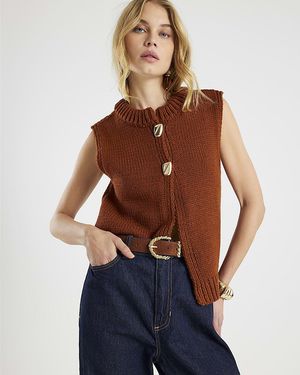 River Island Cardigan Sleeveless Button Up - Blue