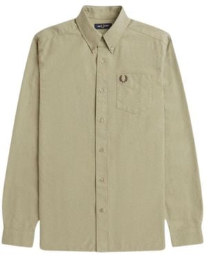 Fred Perry Long Sleeve Warm Oxford Shirt - Green