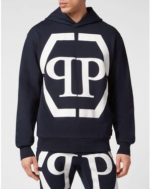 Philipp Plein Sweatshirt Met Capuchon Hexagon - Blauw