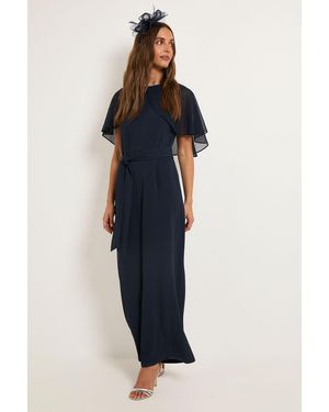 Wallis Cape Sleeveless Jumpsuit - Blue
