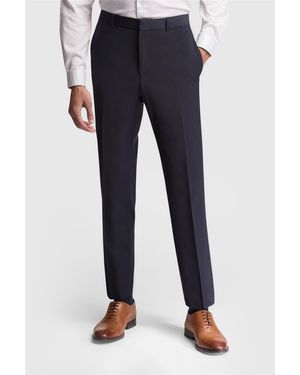Ted Baker Flat Fronted Slim Fit Suit Trousers - Blue
