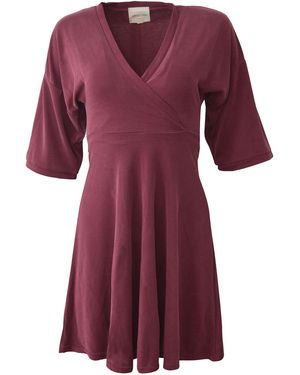 Style & Grace Midi Sleeve V Neck Wrap Dress - Red