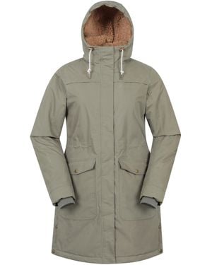 Mountain Warehouse 'Acorn' Borg Lined Parka Jacket Waterproof Padded Coat Cotton - Grey