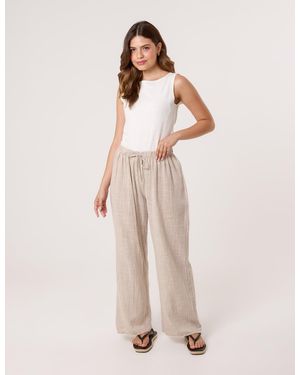 Blue Vanilla Linen Look Trousers - Natural