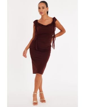 Quiz Petite Frill Midi Dress - Red