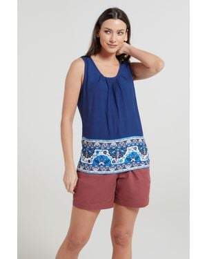 Mountain Warehouse 'Orchid' Printed Vest Lightweight Breathable 100% Cotton Ladies Tank Top Viscose - Blue
