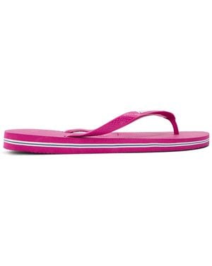 Havaianas Brasil Logo Ruby Flip Flops - Pink