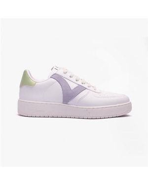 Victoria Madrid Contrast Faux Leather Trainers Pastel Multi - Purple