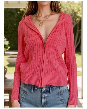 Everyday the Label Kabelgebreid Vest Met Capuchon En Rits - Rood