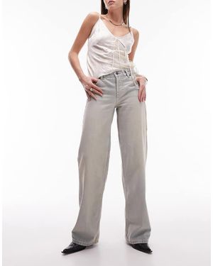 TOPSHOP Ember Low Rise Wide Leg Jean - Grey