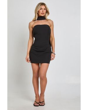 Boohoo Bandeau Scarf Detail Mini Dress - Black