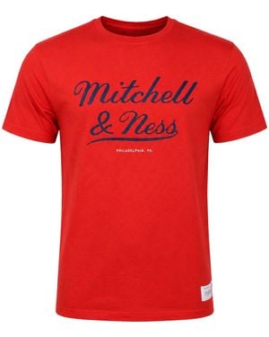 Mitchell & Ness Script Tacked T-Shirt - Red