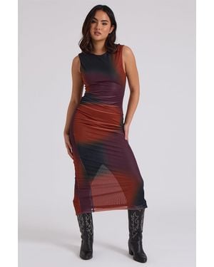 Urban Bliss Mesh Tye-Dye Midaxi Dress - Red