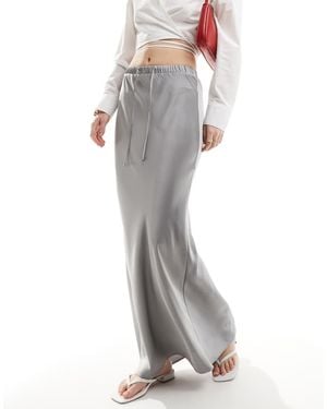 ASOS Satin Bias Tie Waist Maxi Skirt - Grey