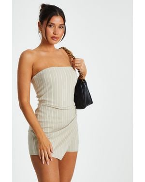 Quiz Pinstripe Bandeau Skort Playsuit - Multicolour