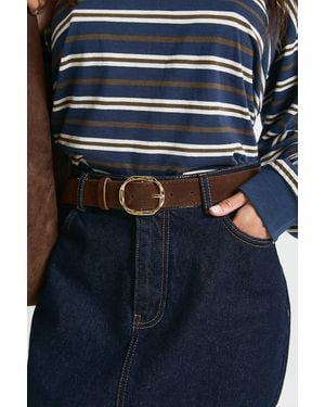 Boohoo Faux Suede Angled Buckle Belt - Blue