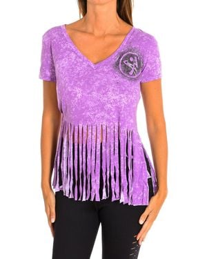 Zumba Short-Sleeved V-Neck Sports T-Shirt Z1T00401 - Purple