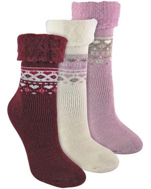 Sock Snob 3 Paar Omslag Bovenwol Bed Sokken Voor Winter - Rood