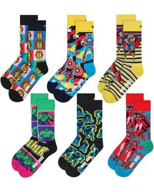 Happy Socks 6 Pack Avengers Bundle Novelty - Green