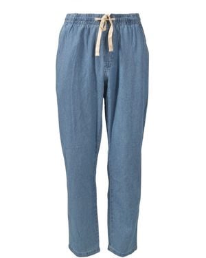 Pull&Bear Cotton Ankle Grazer Joggers - Blue