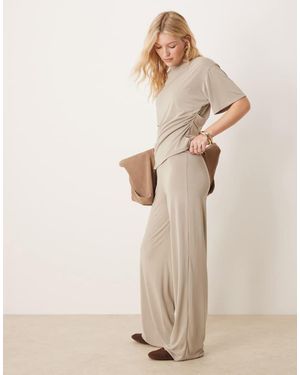 ASOS Modal Wide Leg Trouser Co-Ord - Natural