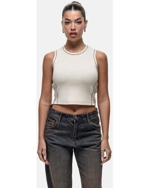 Good For Nothing Stitch Detail Cropped Vest Top - Natural