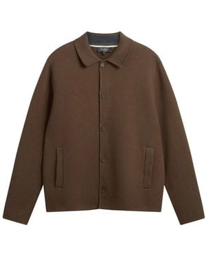 Ted Baker Freder Heavy Knitted Cardigan Jacket Cotton - Brown