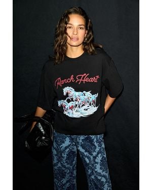 Grimelange Printed Crew Neck T-Shirt - Black