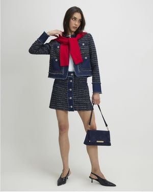 River Island Mini Skirt Boucle Denim A Line - Blue