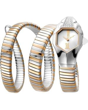 Just Cavalli Signature Snake Watch - White