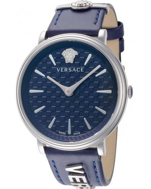 Versace Ve8104222 Ladies V Circle Watch - Blue
