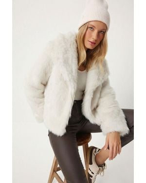Happiness İstanbul Faux Fur Shawl Collar Jacket - Natural