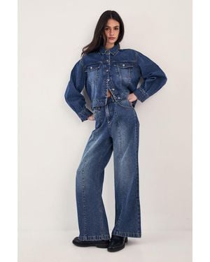 Nasty Gal The Denim Seam Detail Straight Leg Jean - Blue