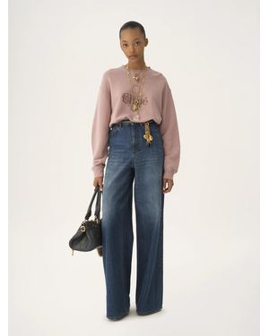 Chloe Collection Chine Fleece Oversized Sweatshirt - Blue