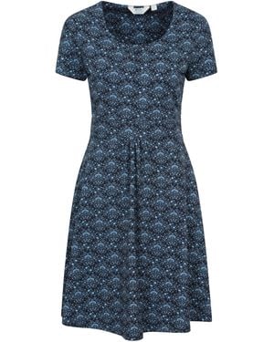 Mountain Warehouse Orchid Patterned Uv Summer Dress With Side Pockets Holiday Beach Cotton - Blue