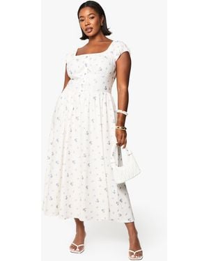 Boohoo Plus Bengaline Ditsy Midi Skater Dress - Natural