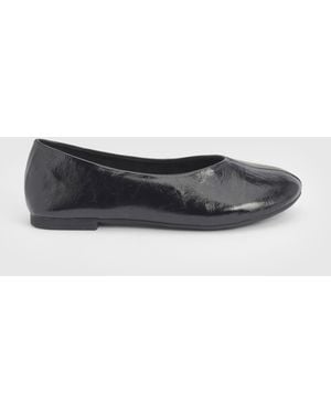 Faith Bonnie Faux Patent Leather Seam Detail Ballet Court Shoes - White
