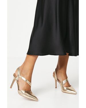 Wallis Wide Fit Everly Asymmetric Pointed Stiletto High Heel Courts - Black