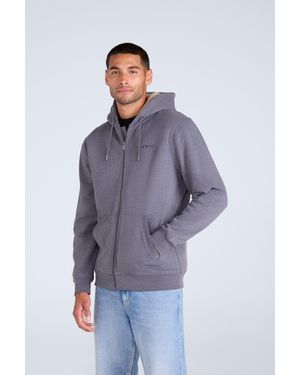 Mountain Warehouse 'Samuel' Hoodie Sherpa Lined Drawcord Adjustable Hood Cosy Jumper Cotton - Blue