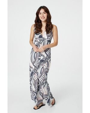Izabel London Abstract Print A-Line Maxi Dress - White