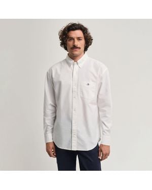 GANT Men's Relaxed Fit Oxford Shirt In White - Grijs