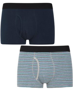 Mountain Warehouse Striped Boxers 2 Pack Soft Cotton Stretchy Comfy Breathable Underwear - Blue