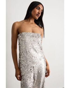 Warehouse Premium Chilli Sequin Bustier Top - White
