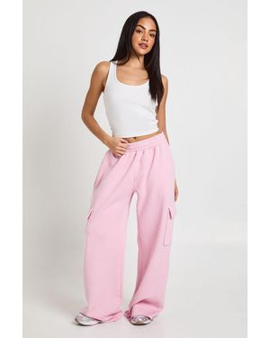 Boohoo Washed Mid Rise Cargo Straight Leg Jogger - Pink
