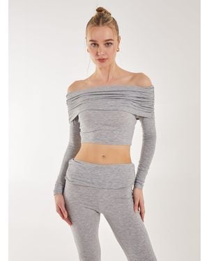 Pink Vanilla Off The Shoulder Lounge Top - Grey