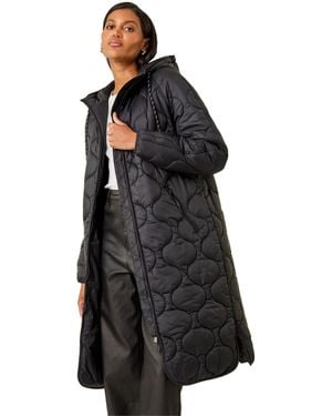 Roman Quilted Hooded Coat - Black
